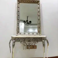 آینه و کنسول برنجی با سنگ مرمر|بوفه، ویترین، کنسول|اصفهان, شهرستان|دیوار