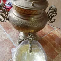 سماور زغالی محکم برنجی سنگین مهردار