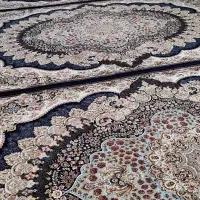 ۲ جفت فرش ۹ متری کاشان مدل ارکیده سرمه ای ۷۰۰ شانه|فرش|نقده, |دیوار