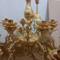 لوستر دوگل تمام برنز طلایی|لوستر و چراغ آویز|رشت, سعدی (تختی)|دیوار