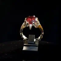 انگشتر نقره ، نگین یاقوت دست ساز