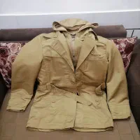 کاپشن چرم و کتان کرم