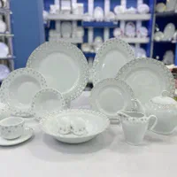 سرویس چینی ۱۲ نفره زرین حاشیه گل آکبند