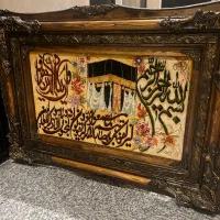 تابلو فرش بافت تبریز گل ابریشم برجسته/50 رج