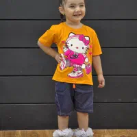 ست سوپر پنبه بچگانه شلوارک جین چاپ کارتونی