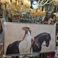 تابلو جدید نقاشی بون تکسچر اسب مشکی کد ۲