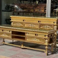 آینه کنسول چوبی مازول معرق بوفه میز تی وی ورق طلا