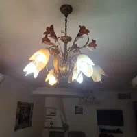 یک جفت لوستر شش شاخه فلزی کریستالی