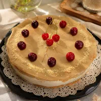 چیزکیک لوتوس با دیزاین آلبالو