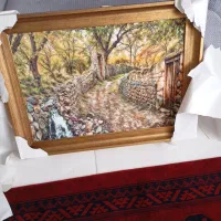 تابلو مخمل با قاب طلایی