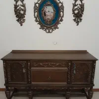 کنسول کف طرح فرانسه آنتیک + شمعدان قاب دکور پتینه|بوفه، ویترین، کنسول|لواسان, |دیوار