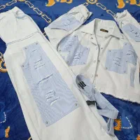 ست کراپ شلوار جین ترک