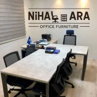 مبل اداری میز کنفرانس پایه فلزی مدرن صندلی توری