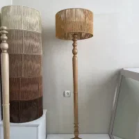 آباژور پایه خراطی چوب گردو ، شید رافیا تک و عمده
