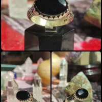 انگشتر نقره 925 مردانه با نگین عقیق و حدید