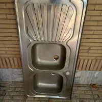 سینک ظرفشویی دوقلو نیم فانتزی در حد نو ۱۲۰×۶۰