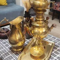 سماور ذغالی و گلدان چینی