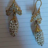 گوشواره عتیقه طلا با زینت مروارید اصل