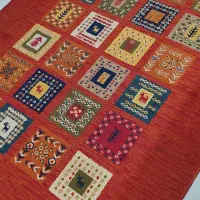 فرش ۴متری قرمز.برند ساوین طرح سنتی گبه