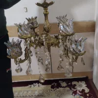 لوستر چهار شاخه 8شعله برنزی|لوستر و چراغ آویز|همدان, |دیوار