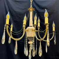 لوستر سنگی پولکی ۱۰شعله ترکیب سنگ و برنج