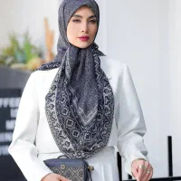 روسری دستدوز چاپخیس طرح اسلیمی|لباس|آستانه اشرفیه, |دیوار