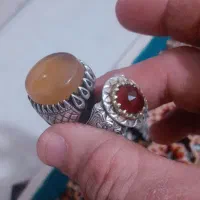 انگشترعقیق جز و یاقوت سرخ