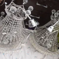 دو عدد لوستر برنجی کریستالی بزرگ و در حد نو