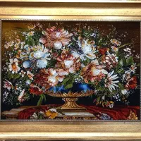تابلو فرش گلدان دستباف تبریز ۵۰ رج ۷۰*۹۰ golha