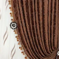 فروش پرده حریر با یالان قهوه ای زیبا