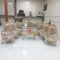 مبل استیل۹نفره مدل فرحی تاج بلند چوب گردو درحدنونو