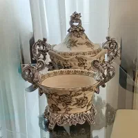 ست سه تیکه ظرف چینی شکلاتخوری و آجیلخوری دردار