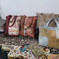 کیف زنانه پارچه‌ای استر دار بزرگ ۴۰۰وکوچک ۳۵۰کیف ج