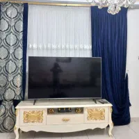 باسلام پرده کار کرده  رنگ سرمه ای