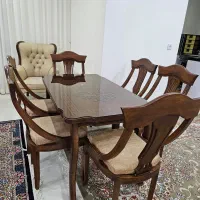 میز و صندلی ناهارخوری ۶ نفره چوب گردو محکم و زیبا|میز و صندلی غذاخوری|مشهد, میعاد (شهرک غرب)|دیوار