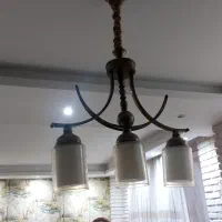 لوستر سه شاخه استیل طرح برنزی رنگ ثابت|لوستر و چراغ آویز|رشت, رشتیان|دیوار