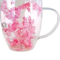 ماگ دوجداره پیرکس با گلهای خشک طبیعی