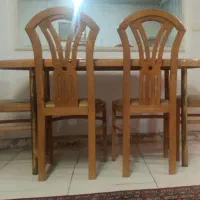 میز‌ نهارخوری چوبی شش نفره با صندلی سالم