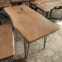 میز نهارخوری چهار نفره روستیک چوب و فلز