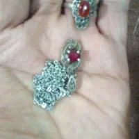 گردنبند زنجیر و انگشتر نقره قدیمی