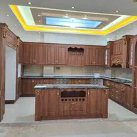 کابینت آشپزخانه سفارشی ممبران رنگ گردویی (کد۱۲۸۲))