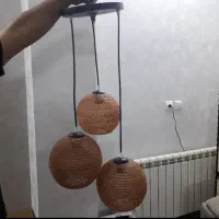 لوستر سه‌شعله طرح حصیری (متریال پلاستیک فشرده)