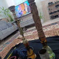 قلیان برنجی و چوبی