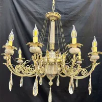 لوستر ده شاخه زمردی با جنس سنگ طبیعی کوره ای