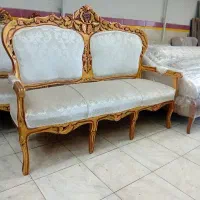 مبل نه نفر سلطنتی پارچه نه روکوبی نو تمام چوب