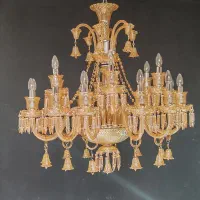 لوستر باکارات با ۱۸ شاخه عسلی رنگ کریستالی|لوستر و چراغ آویز|تهران, بهارستان|دیوار