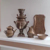 سماور (زغالی) برنجی عتیقه و لوازم