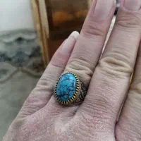 انگشتر فیروزه نیشابوری نقره کاردست استاد