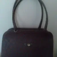 کیف جادار قهوه ای براق