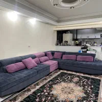 مبلمان و میز عسلی رنگ سرمه ای پارچه ترک